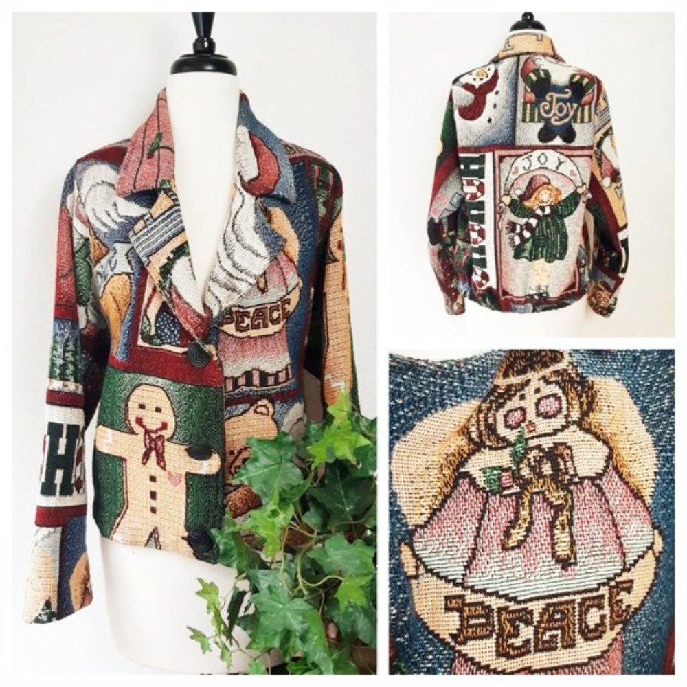 It's In The Bag Unge-Potch-Ket Vintage Christmas Jacket Angel Gingerbread Man